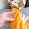 New Korean Style Girls' One-Piece Swimsuit with Ruffled Edges & Bow - Solid Color for Small to Medium Kids