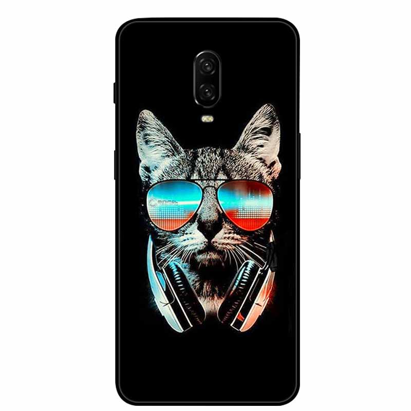 Para Capa One Plus 6 / 6T Animais Pintados Preto TPU Silicone Macio Amortecedor para Oneplus 6T 6 T Capas à Prova de Choque Lobo Legal Bolsa Coque