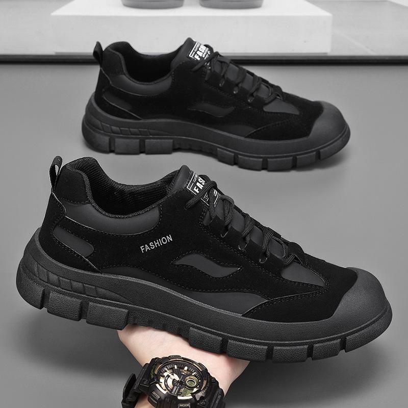 

Мужские весенние дышащие нескользящие рабочие туфли - износостойкие повседневные спортивные кроссовки для защиты труда 42 чёрный