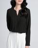 SPRING SEAON Long Sleeve Chiffon Blouse with Tucked Loose Plus Sizes Suitable for Size 2L Women's V-Neck Detail, Fit, Available, Suits, Office,