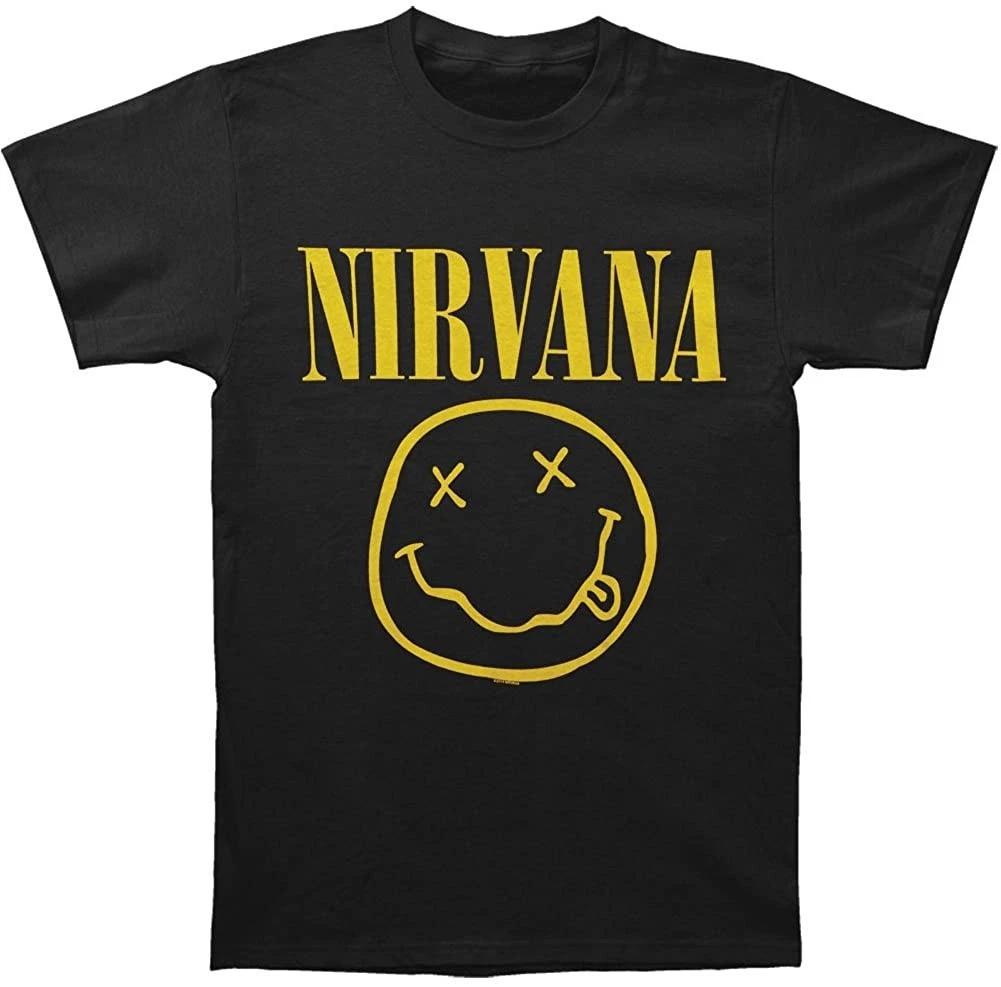 Nirvana Smile Mens T T-Shirt Music Classic Concert Rock Band Tee New Black 4XL
