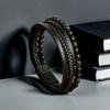 Men's Retro Leather Woven Bracelet with Magnetic Clasp - European & American Style