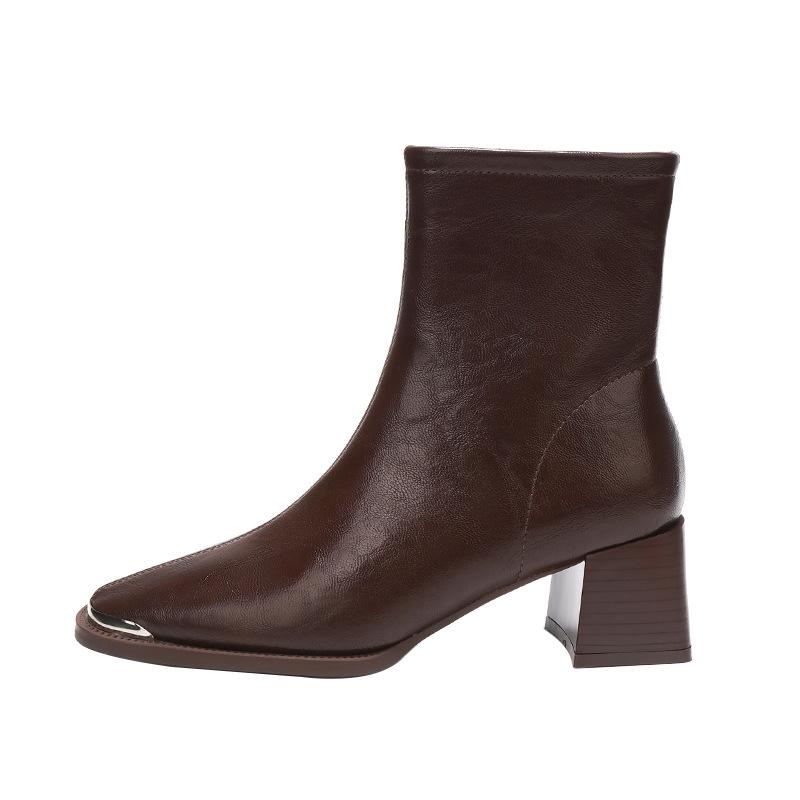 BEIJIANI Women's Chunky Heel Square Toe Ankle Boots - Model 5598-5