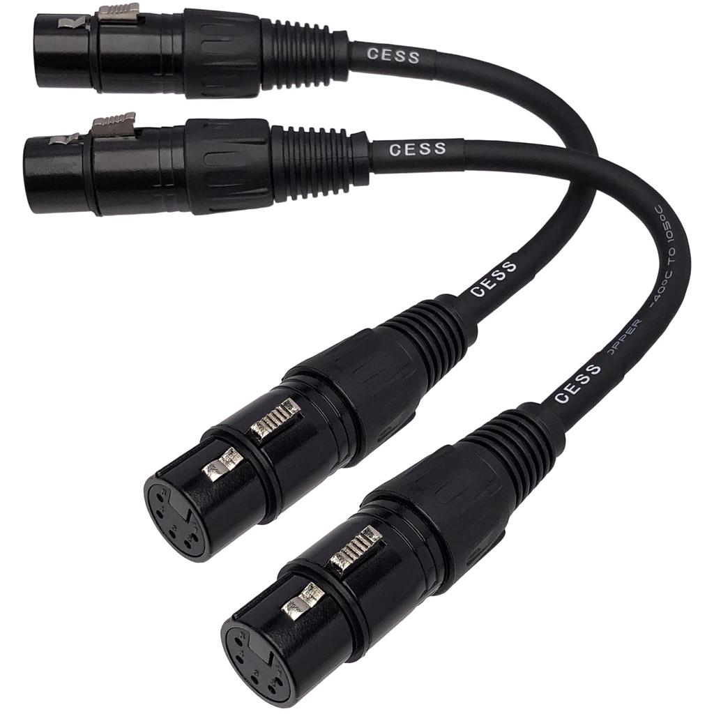 CESS-271 Female 5-pin XLR to Female 5-pin XLR Gender Changer Coupler, 6-inch, DMX Cable, Pack of 2