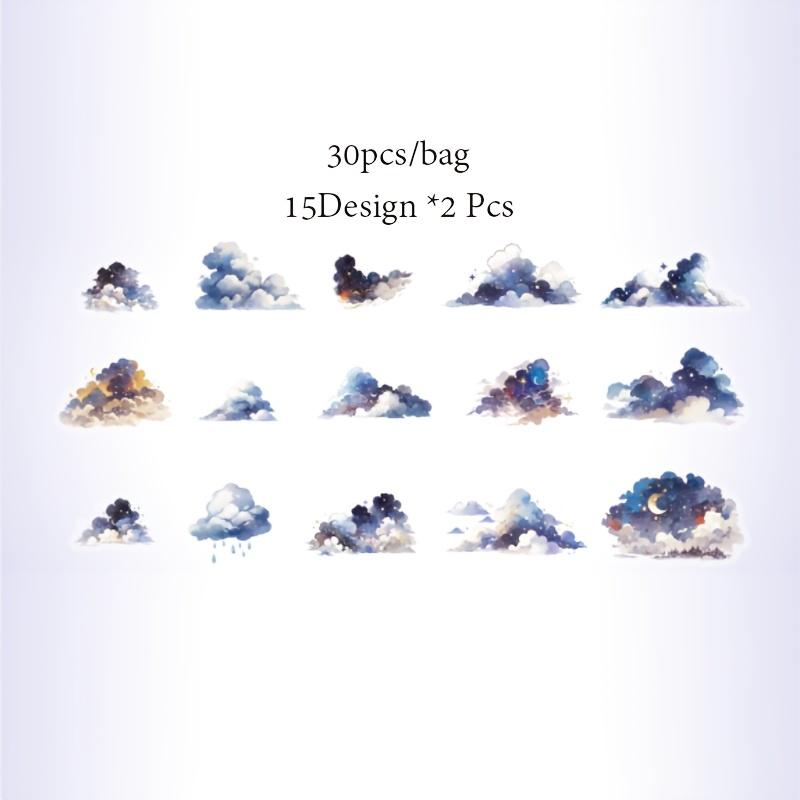 

30Sheets/bag Pretty Clouds Theme PET Sticker DIY Handbook Creative Scrapbook Photo Frame Decoration For Phone Case Diary Cup