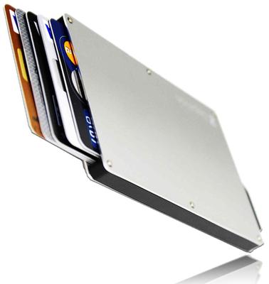 RFID Card Sliding No Money Silver [zepirion] Men's Anti-Skimming Case, Aluminum, One-Touch Window, Slim, Heavy-Duty, Clip,