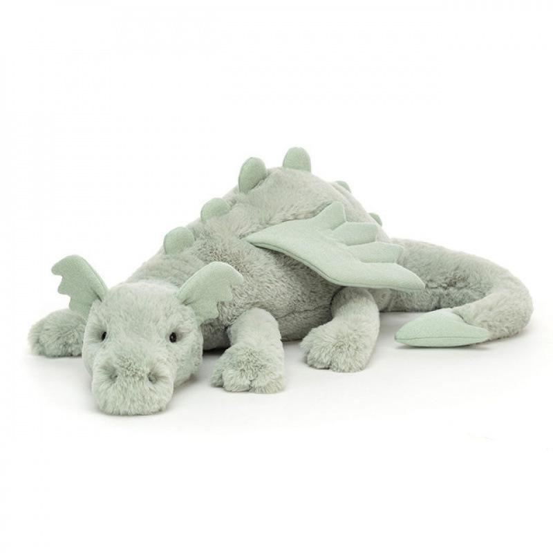 Jelly Sky Blue Rainbow Snow Dragon Plush Toy - Large Leg-Clamping Pillow for Women