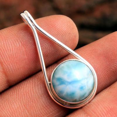 Larimar Sølv Anheng, Reiki Anheng, Sølvsmykker, Krystallhelbredende Anheng, 925 Sterlingsølv Håndlagde Smykker, Gaver Til Hende
