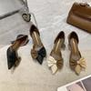 Shoe Buckle Bow Autumn Pointed High Heels Women's Fashion 2025 Korean Version Shallow Mouth Stiletto New Shoes with One Word
