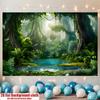 Tropical Jungle Adventure Party Banner, Polyester Backdrop for Home Room Wall Decor