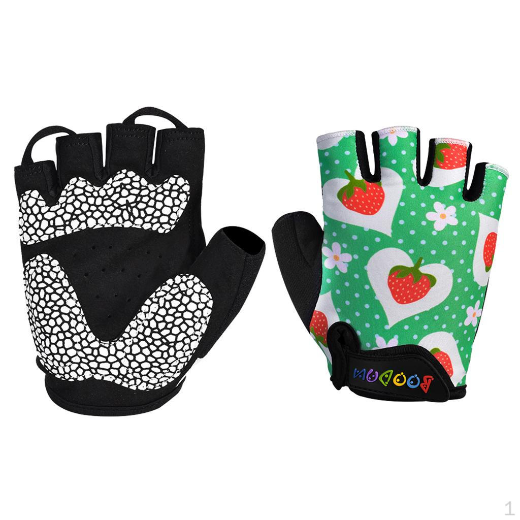 

Kids Half Finger Short Shock-Absorbing Cycling Gloves for Bike Exercise Skate Skateboard - Choose C-S