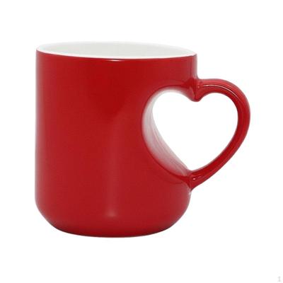 Color Changing Ceramic Mug Heart Handle Novelty Gift Heat Sensitive Coffee Cup