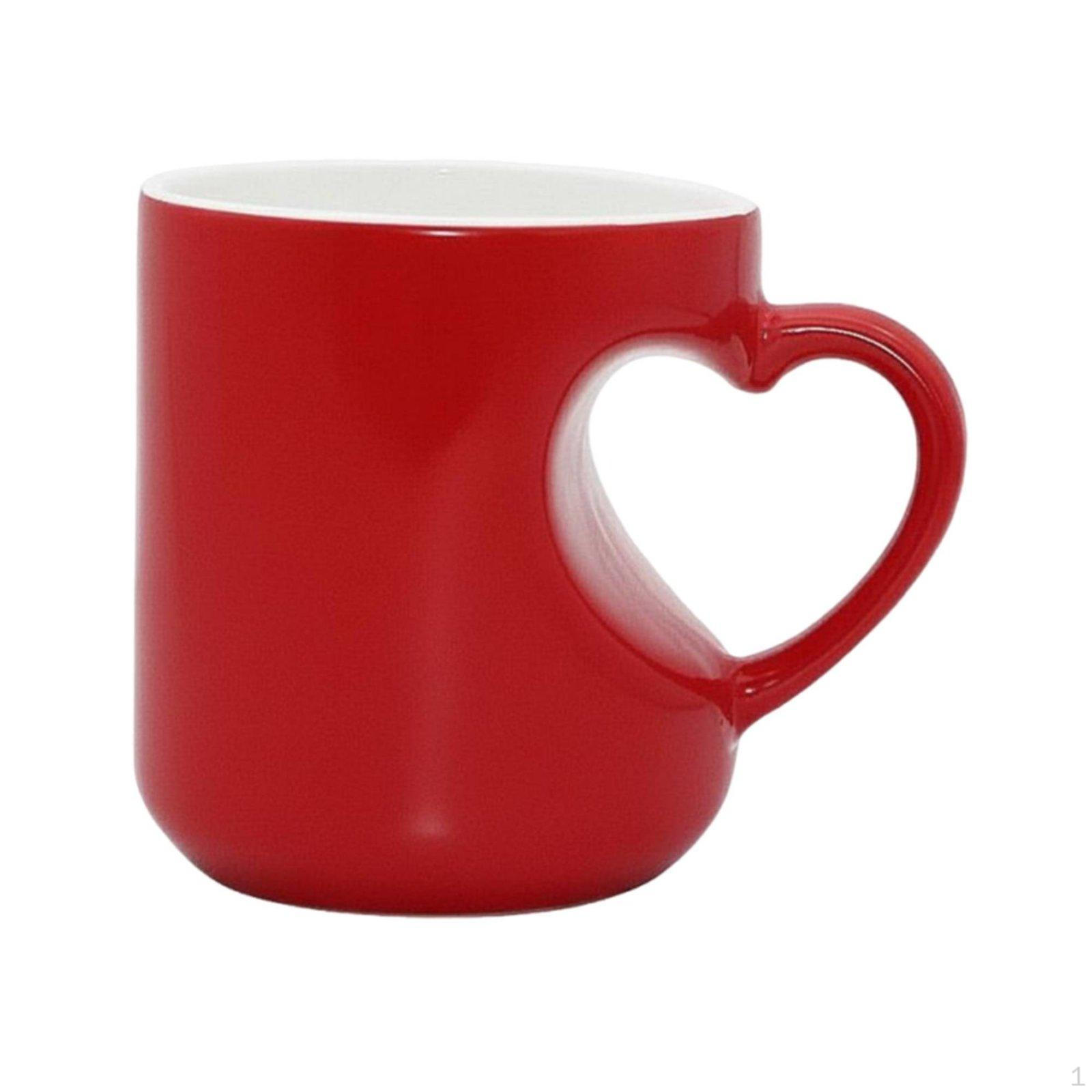 Color Changing ceramic Mug Heart Handle Novelty Gift Heat Sensitive Coffee Cup