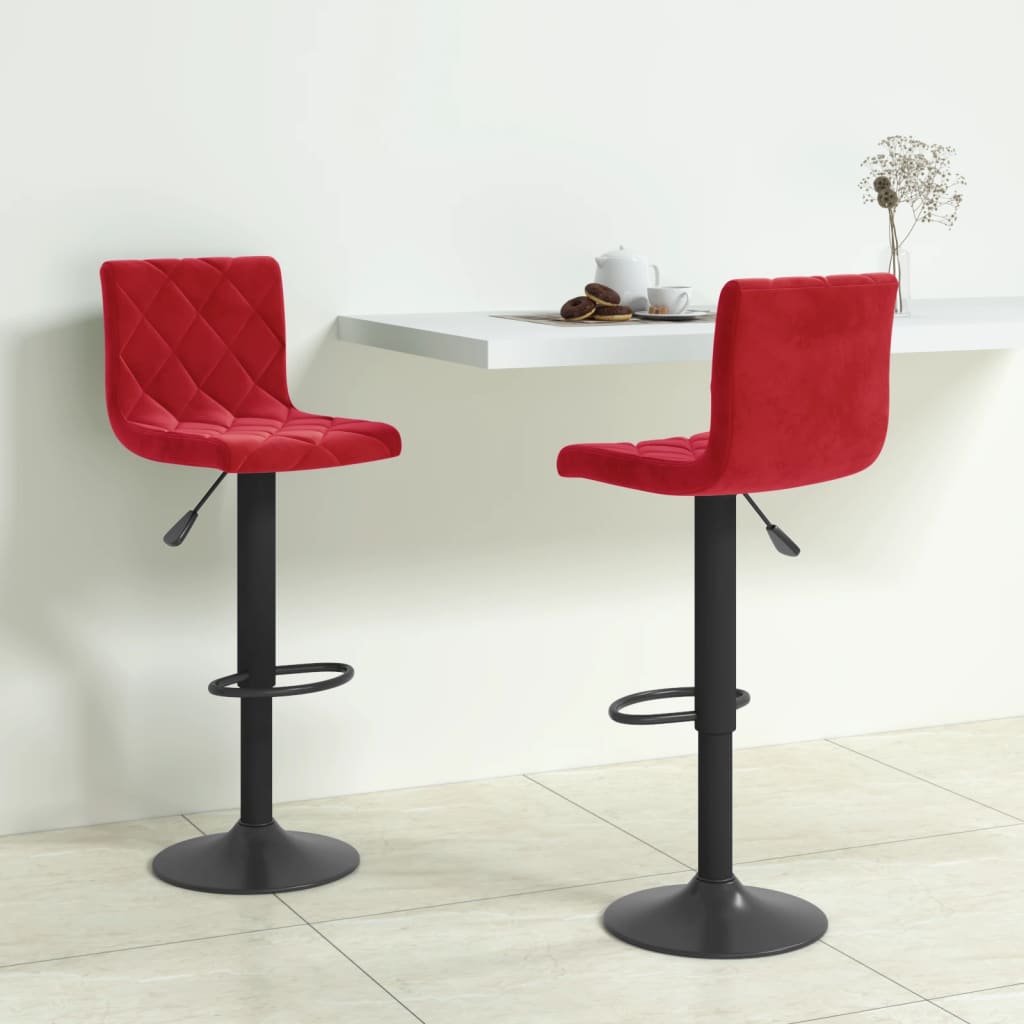 Bar Stool Set 2 Pcs Burgundy Velvet