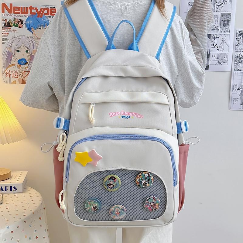 Student Color Contrast Schoolbag Large Capacity Lightweight Backpack