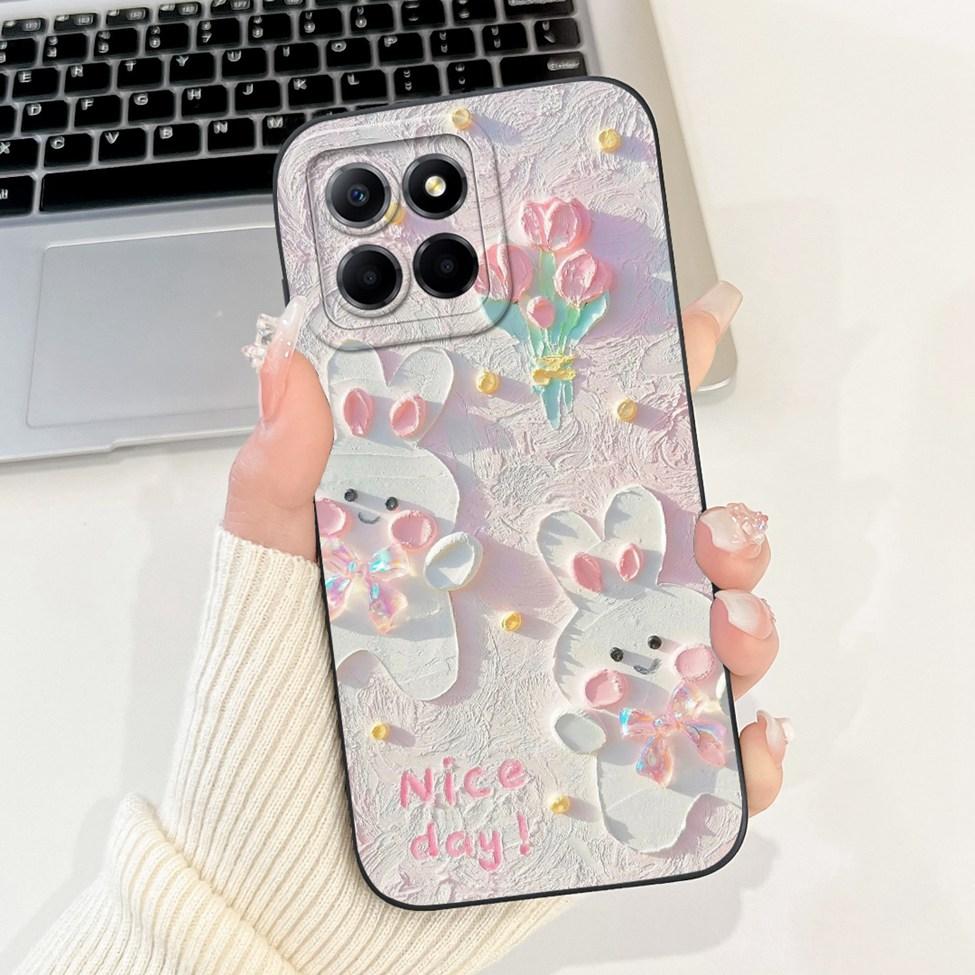 For Honor X6 X6a X6b Case Cover Silicone Cute Cartoon Cat Girl Luxury Flower Shockproof Phone Case For Honor X6a Back Cover Boys