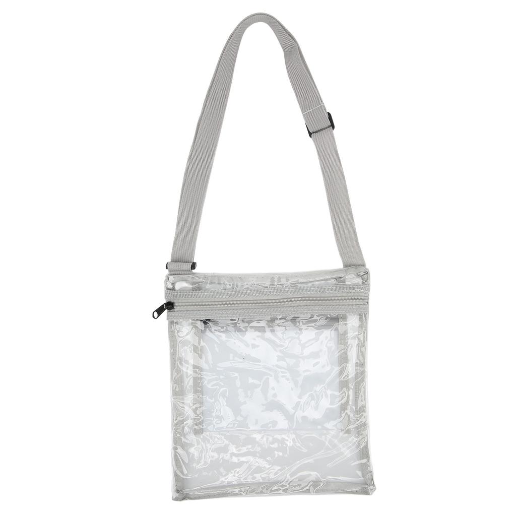 Transparent Messenger Bag with Adjustable Shoulder Strap and Inner Pocket for Sports Events Gray