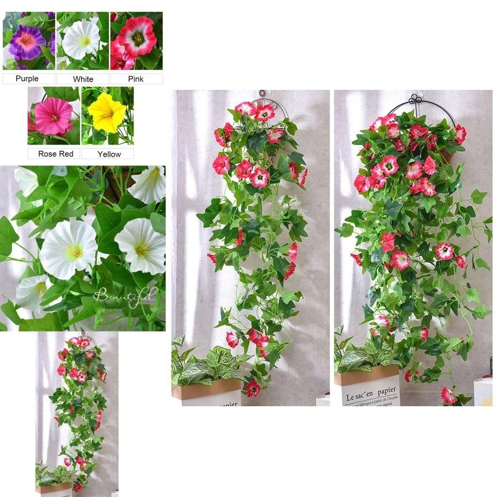 Morning Glory Artificial Silk Flowers Vine For Perfect Wall And Garden Decor**