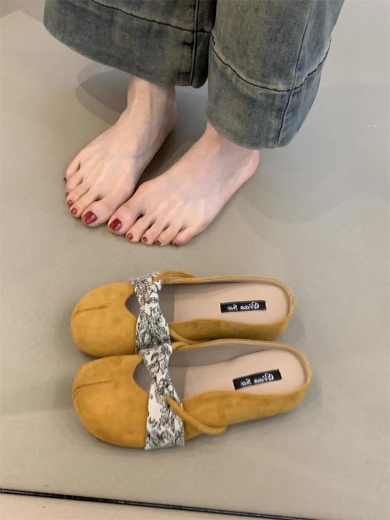 Baotou Women's Black Pig's Trotters and Half Slippers Female Summer Wear French Gentle Fairy Split-toed Small Fragrant Sandals Single Shoes