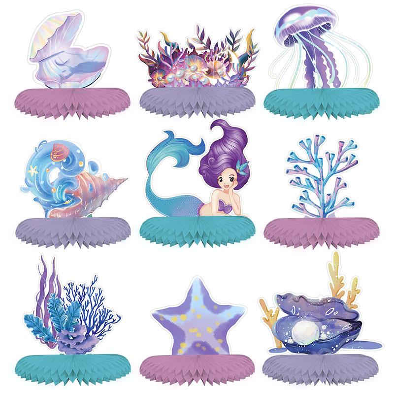 Marine Mermaid Theme Paper Fan Honeycomb Ball For Event Decor Celebrations And