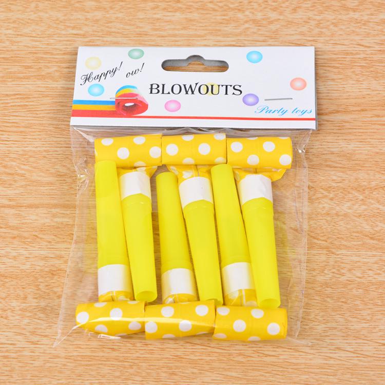 6cm Polka Dot Paper Blowout Whistles for Children's Birthday Party