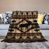 Coperta in Pile Ruggine con Motivo Alce Retrò, Stile Rustico Vintage Cottage Alce Cervo Fattoria Stile Campagnolo Stagione Unica Flanella Morbida Calda Mi