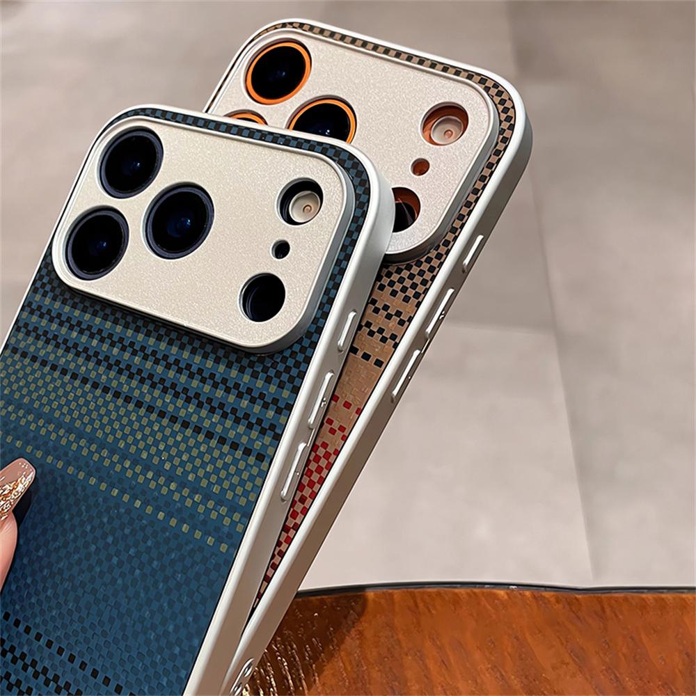 Luxury Carbon Fibre Relief Texture Phone Case For iPhone 17 16 15 14 13 12 Pro Max Plus Air Hard PC Shockproof Plating Cover