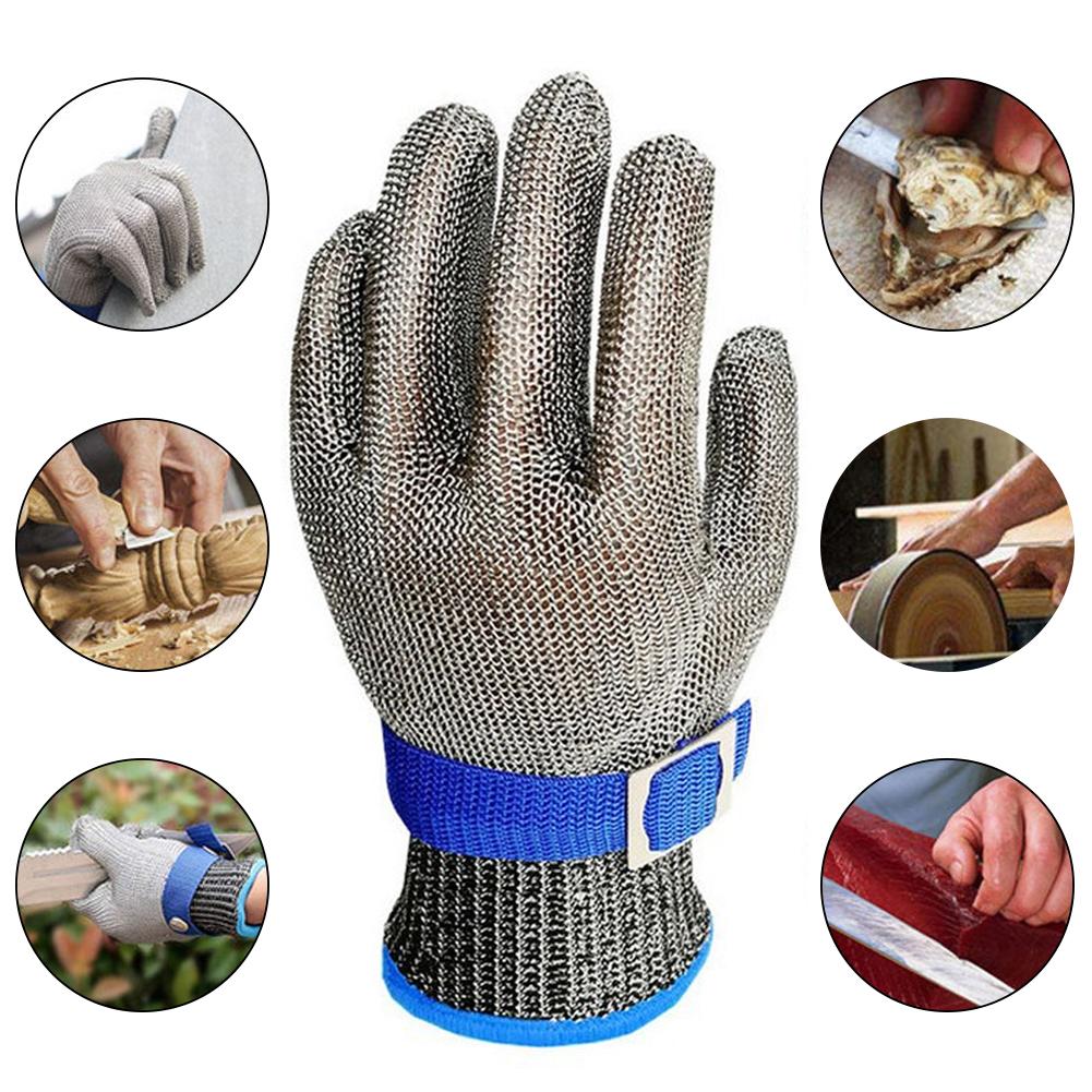 1Pc 316 Stainless Steel Wire Metal Mesh Gloves Gardening Butcher Safety Work Glove Kitchen Full Finger Cut Resistant Gloves