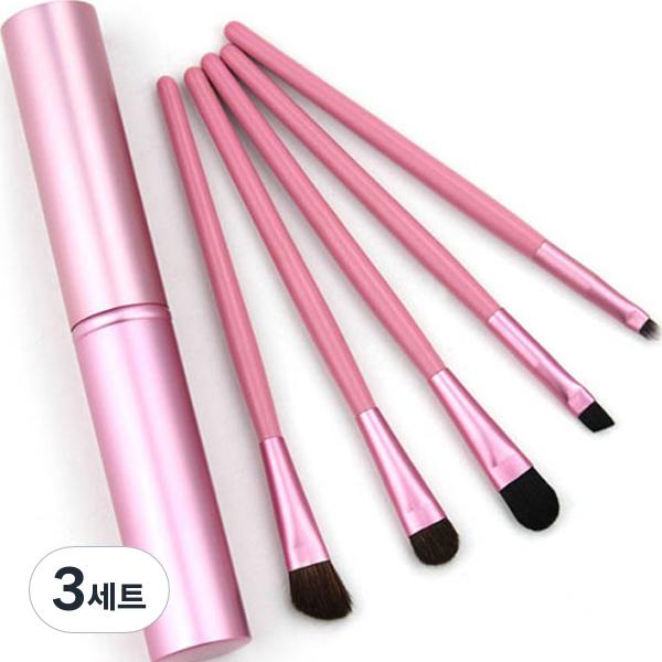 

DS portable mini aluminum tube storage 5-piece beauty brush set, pink, 3 sets, the most popular beauty accessory in Korea