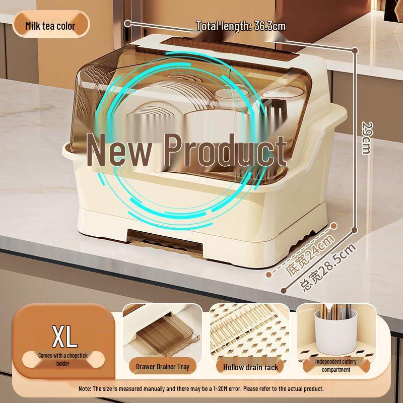 Bowl & Chopstick Storage Rack: Kitchen Plate & Cutlery Organizer with Drainer Shelf