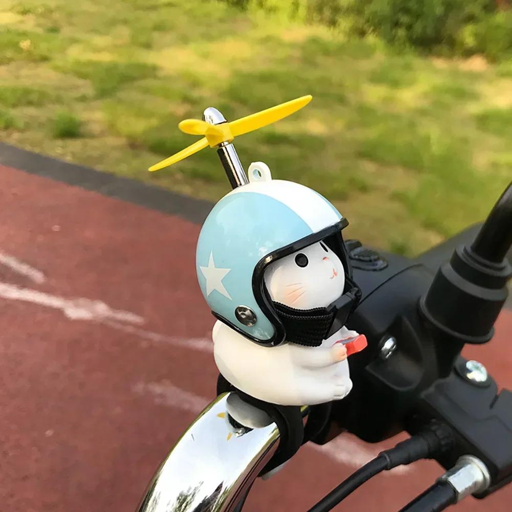 Niedliche Katze mit Helm Motorrad Lenker Ornamente Katzenhelm Deko Fahrrad Elektro Cartoon Propeller Fahrausrüstung Zubehör