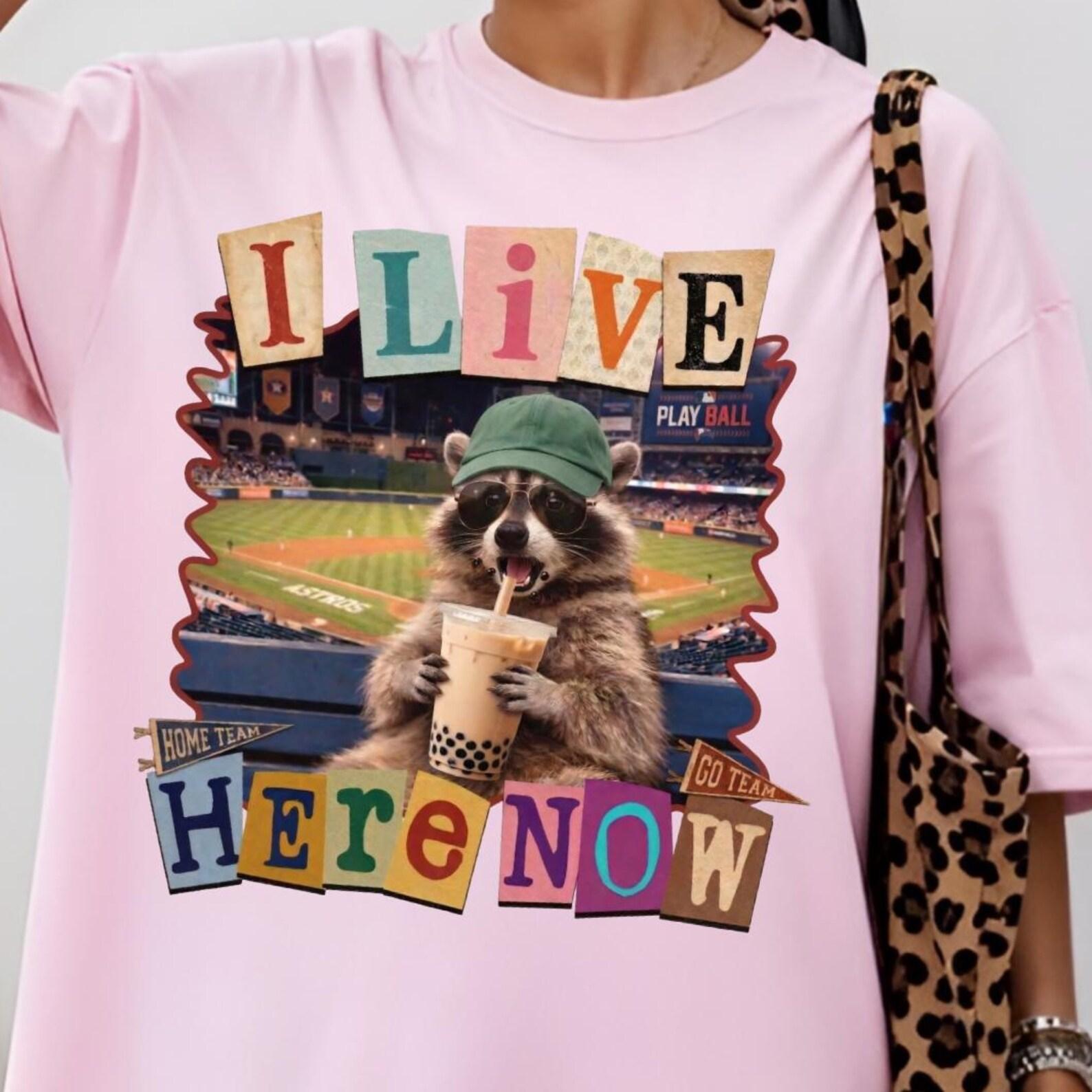 Racoon Funny Ballfield Dark Shirt, Raccoon I live Here Now Shirt, Travel Baseball Softball Tournament, Softball Ball Mom, Baseball Game Day S