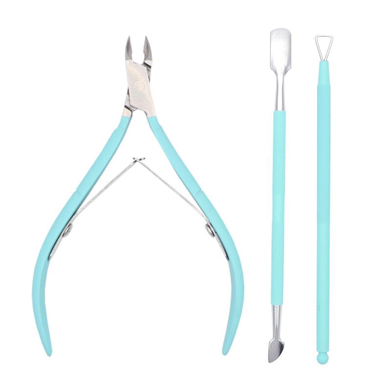 Professional Manicure Set 3Pcs Stainless Steel Nail Cuticle Nipper With Pusher Set Personalized Custom Logo Cuticle Nail Clipper