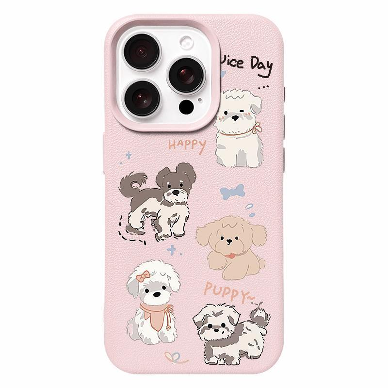 Cartoon Dog Silicone Phone Case for iPhone 12-16 Pro Max - Cute and Soft Design