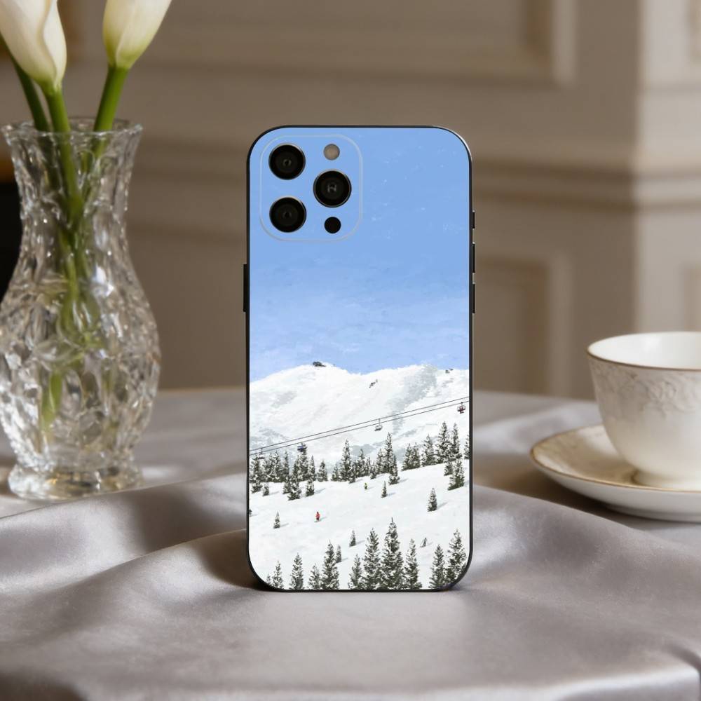 S-Schneeberg S-Skifahren Ski Handyhülle Für iPhone 17pro, 16,15,14,13,12,11 X XR Plus,Andere Weiche Schwarze Hülle