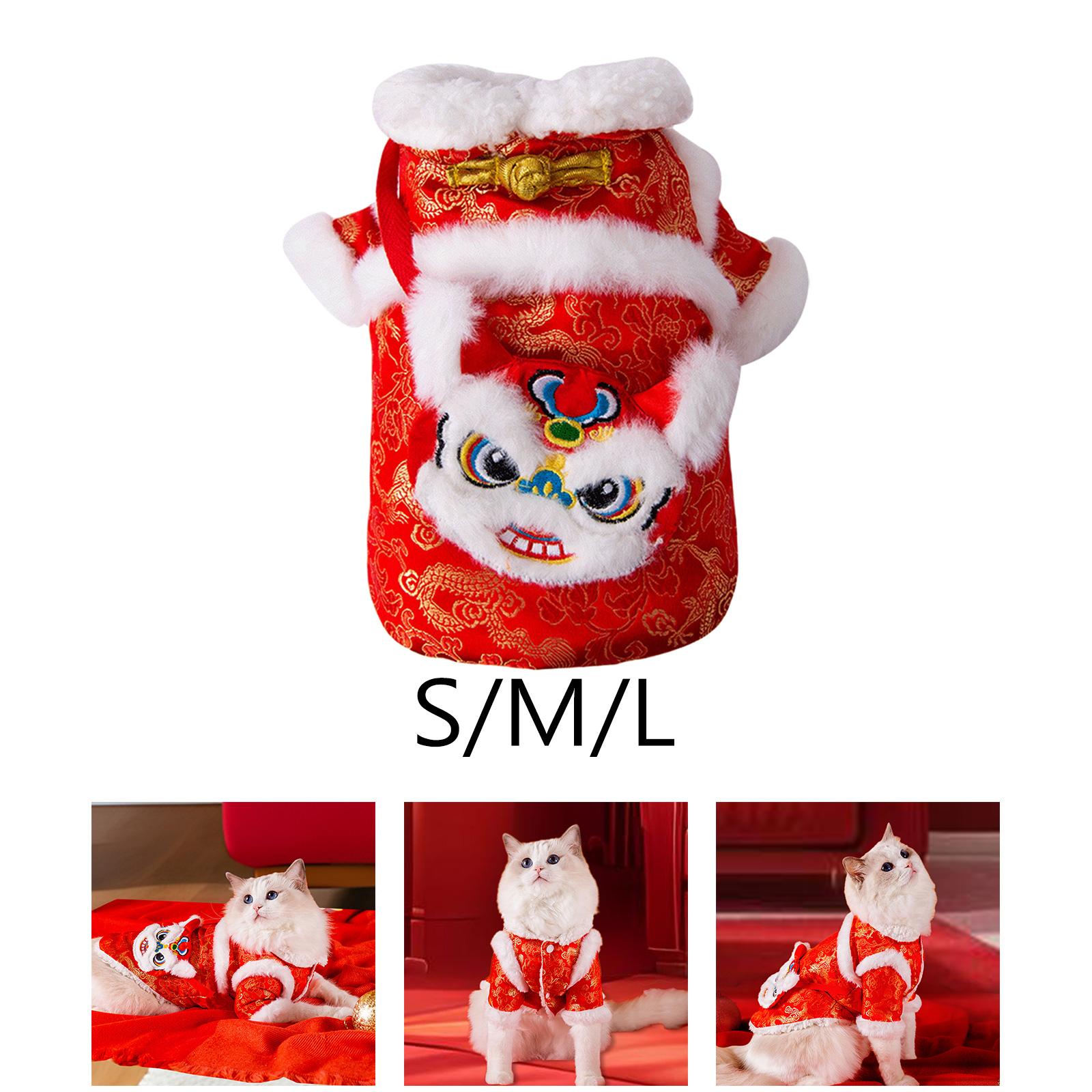 

Chinese New Year Cat Outfit for Pets - Lion Dance Costume for Dogs And Kittens S