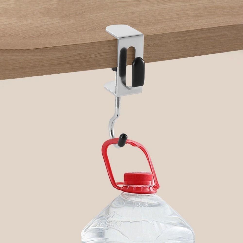 2PCS Steel Double Hook Backpack Hook Detachable Headphone Hanging Hook Portable Table Hooks  Office