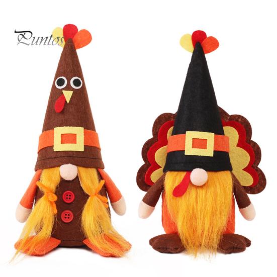 Thanksgiving Turkey Gnome Decor Halloween Plush Decorations, Handmade Scandinavian Tomte for Autumn Tiered Tray Decoration Fall Table Decor,