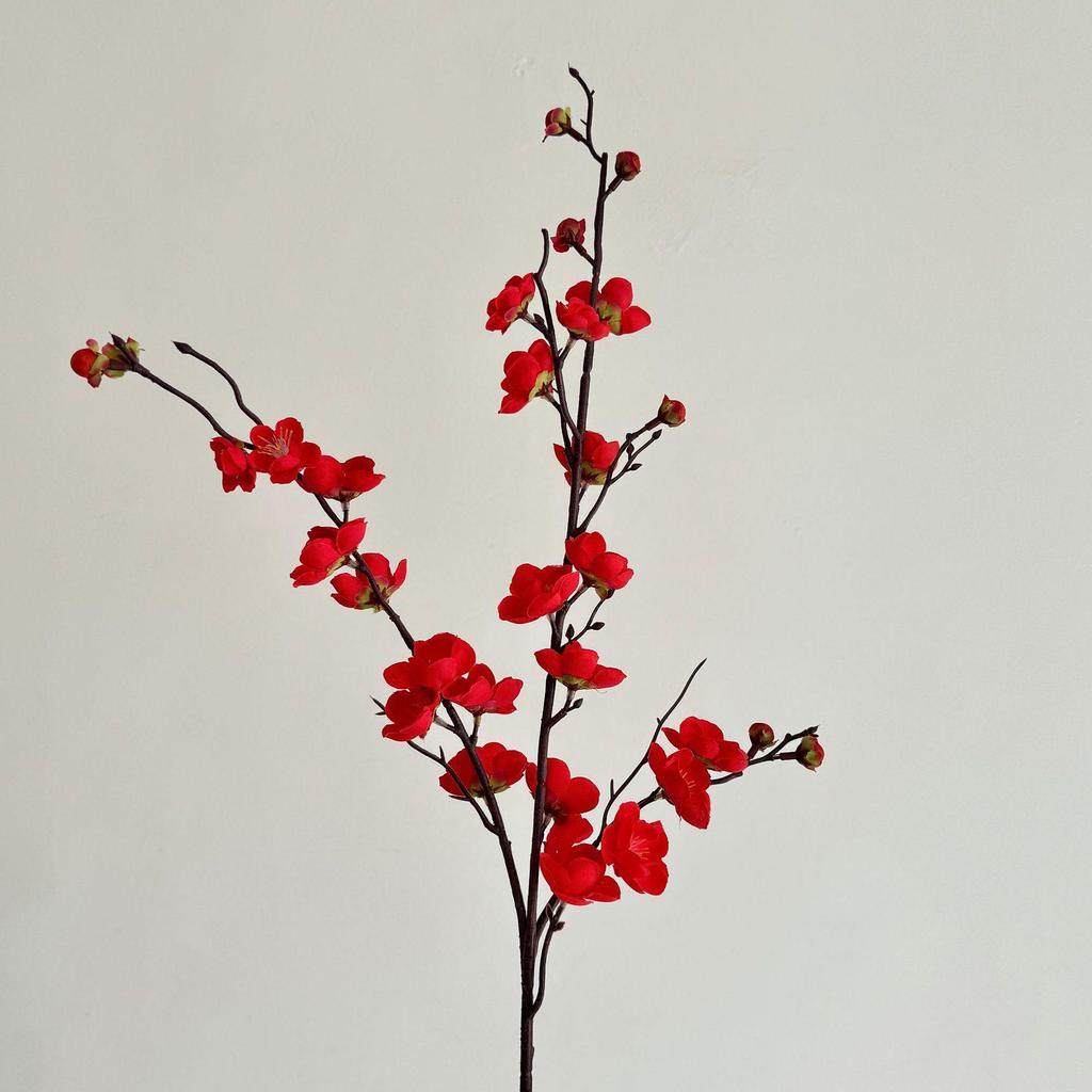 Artificial Plum Blossom Branch - Decorative Faux Flower Arrangement for Home