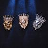 European and American Retro Male Lion Brooch: King of the Prairie Crown Pin for Men's Coats and Jackets