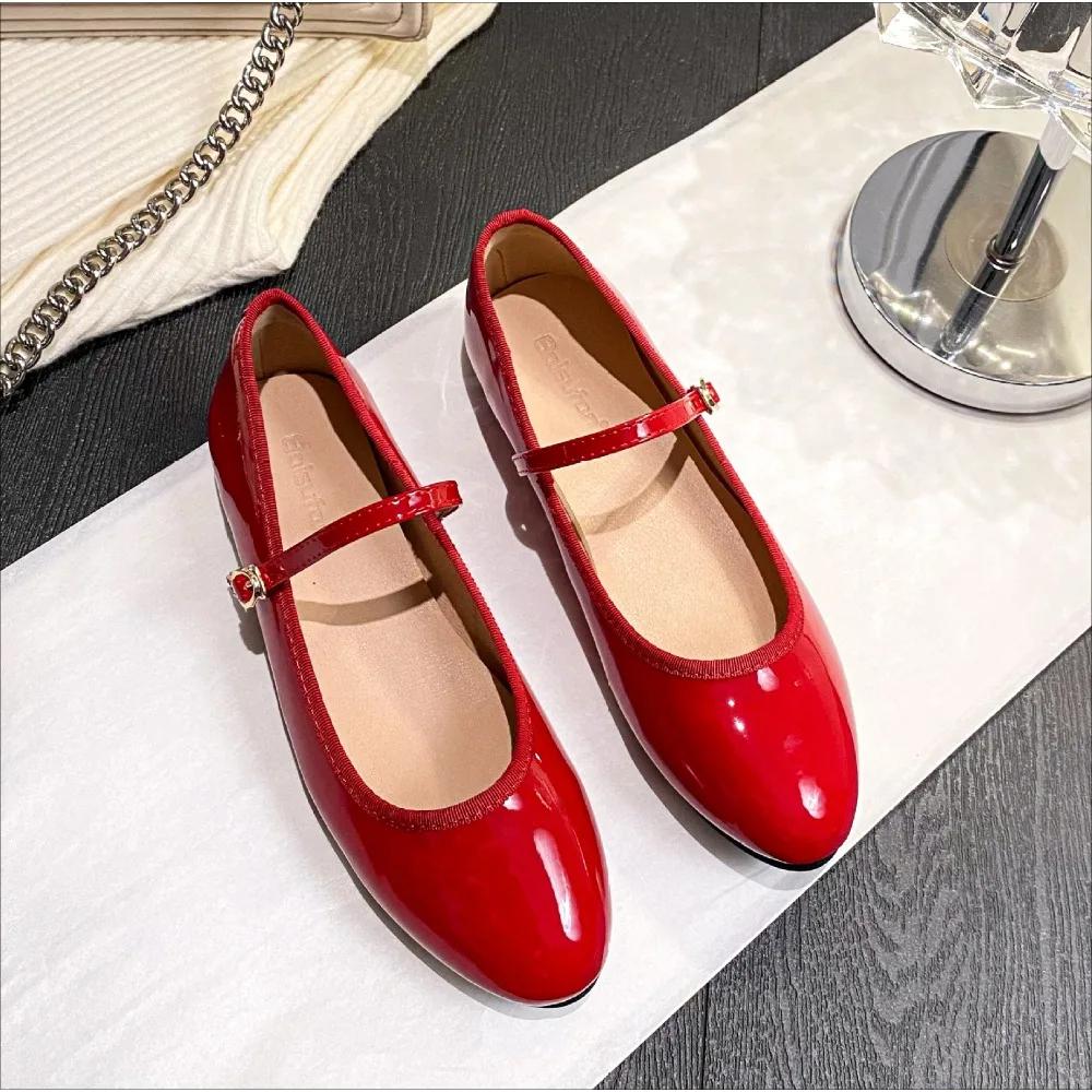 Fashion Flat shoes women's 2025 new Mary Jane single strap shallow mouth soft soled ballet shoes summer round toe single shoes women