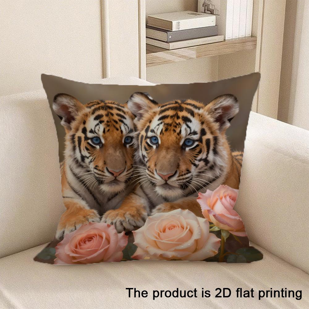 1pc Cute Pet Pattern 2D Flat Printing Pillowcases Sofa cushion cover home bedroom room decoration