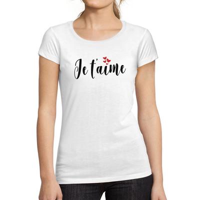 Tee-Shirt Femme Manches Courtes Je Taime T-Shirt Imprime Lettres