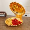 Luxury Storage Tray European Inspired Shell Pedestal Fruit Bowl Zinc Alloy Materials for Formal Dinners Casual Snacking Storage