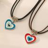 2pcs Heart Cross Cat Pendant Necklace Couple Black Rope Choker Necklace Jewelry