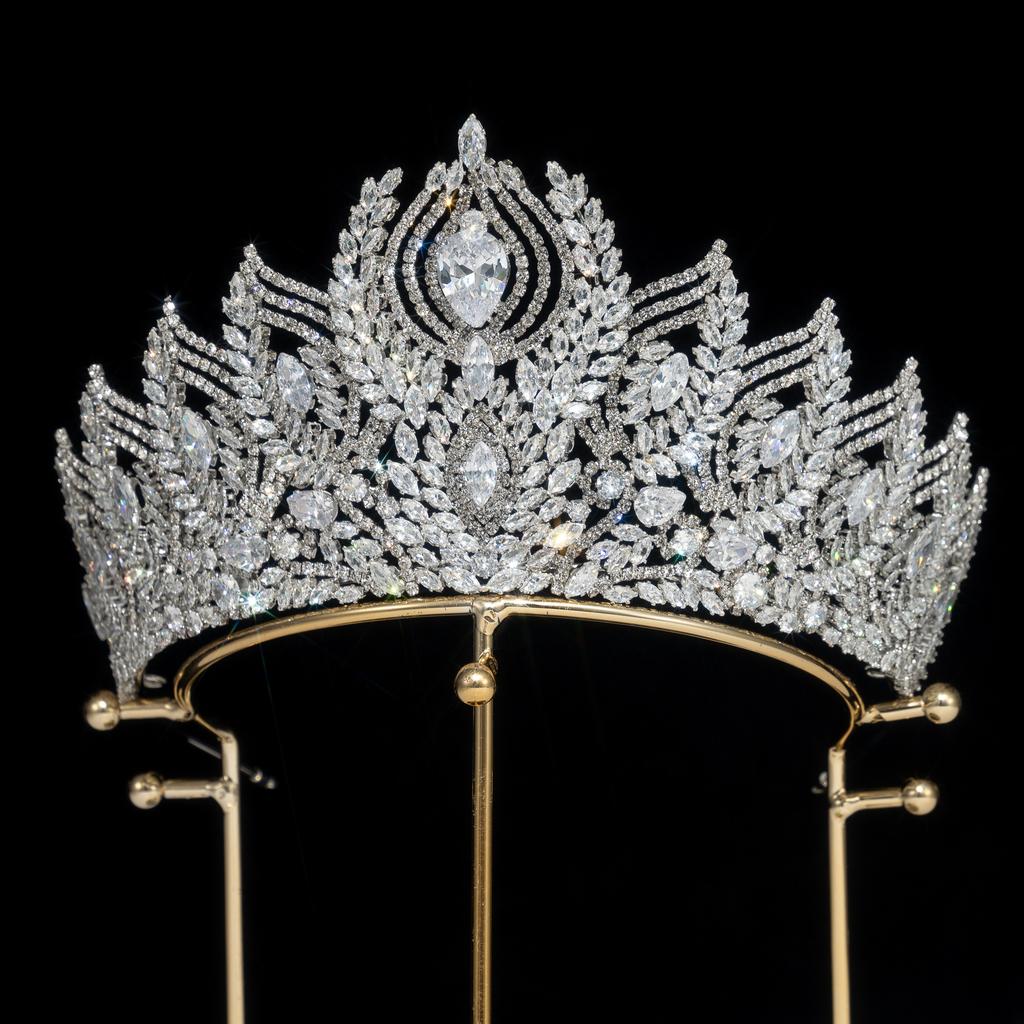 High Quality Baroque Zircon Wedding Jewelry Hair Crown Zirconia Diamond Bridal Women Tiara