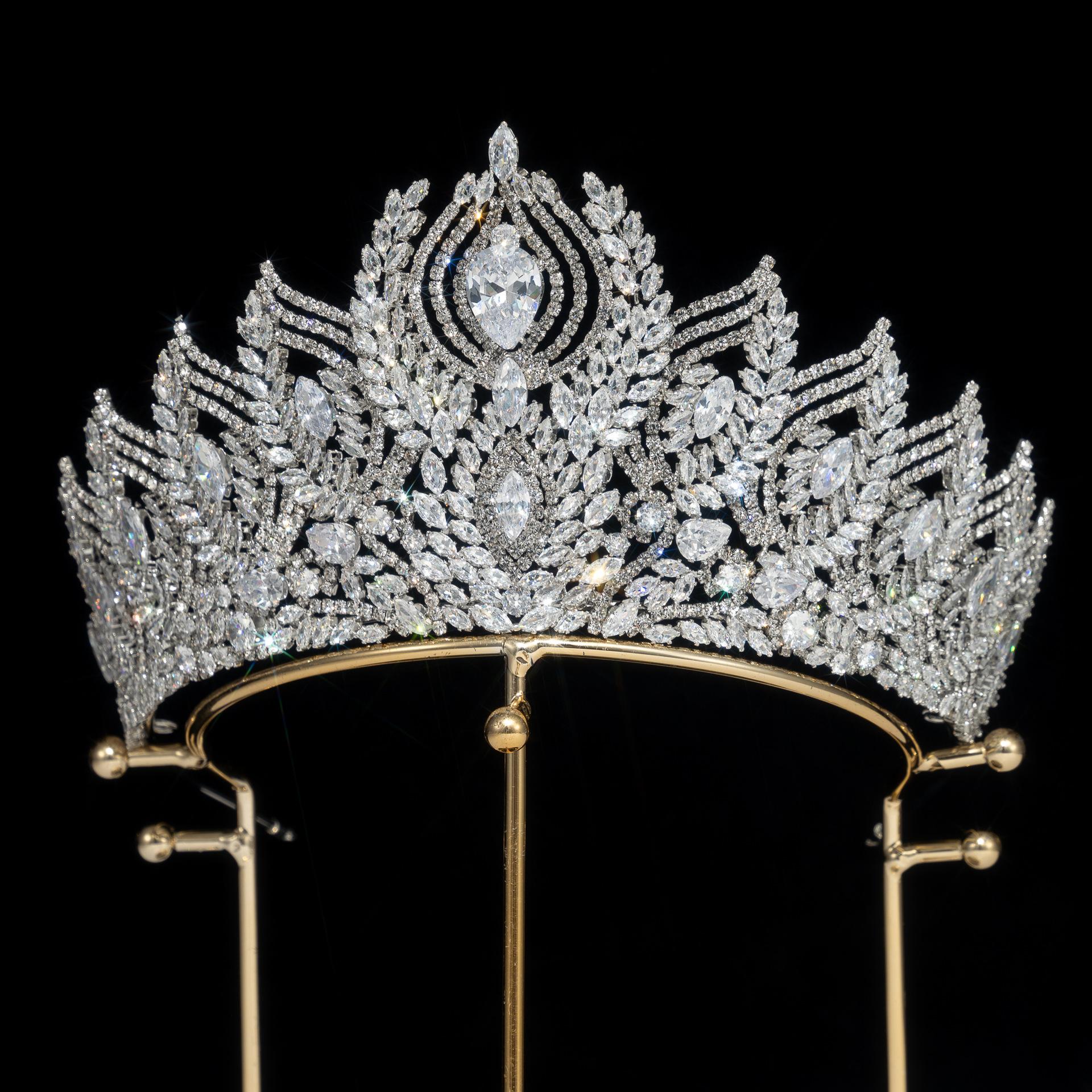 High Quality Baroque Zircon Wedding Jewelry Hair Crown Zirconia Diamond Bridal Women Tiara