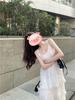 Women's Summer French White V-neck Lace Trim Camisole Dress
