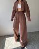 2025 European & American Solid Color Long Sleeve Shirt & Drawstring Pants Set