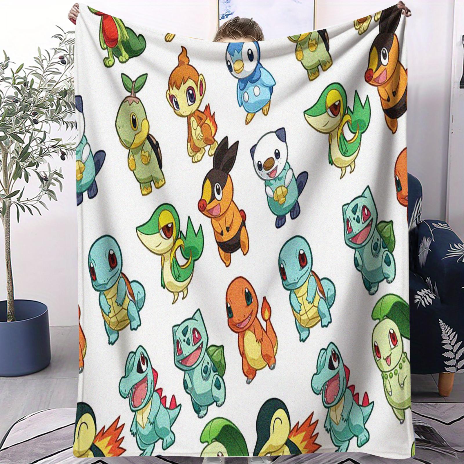 Pokemon PikachuAsh Blanket Flannel Throw Blanket Gift Winter Warm Universal Blanket for Living Room Sofa Bed Camping Trip 75x100cm (30x40inch)